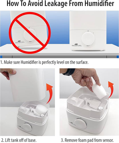Air Innovations Humidifiers for Bedroom Convenient Oversized 4.5L Tank Runs for 70 Hours for Large Room up to 400 Sq Ft Top Fill Cool Mist Humidifier Ideal for Baby Room and Plants MH-419, White, 1.2