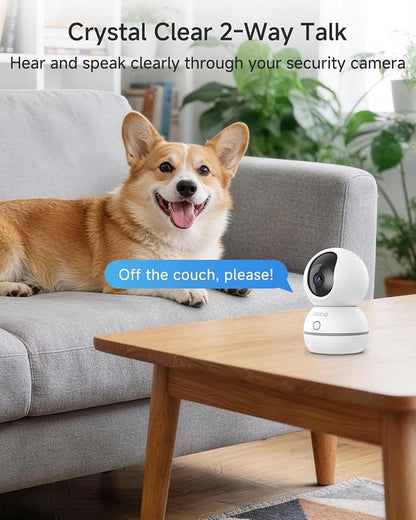 Noorio 4MP/2K Indoor Security Camera, 2.4GHz UHD 360° PTZ Pet/Dog Camera