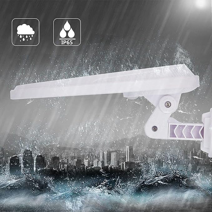 EE805W56 Solar Motion Sensor Security Wall Light – 56 LED Outdoor Solar Powered Light, 50W Equivalent, Dusk-to-Dawn Dim-to-Bright Mode, 180° Detection, IP65 Waterproof for Patio, Yard, Garden & Porch