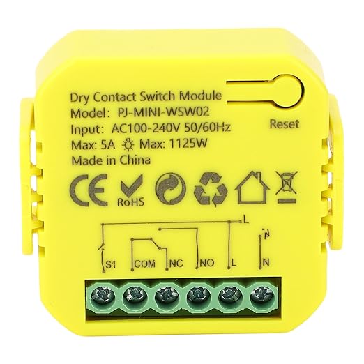 Zunate WiFi Relay Switch Module with Dry Contacts for Smart Home Appliances, Supports Voice Control, App Timing, Schedule Scenes and 2.4GHz WiFi Connectivity