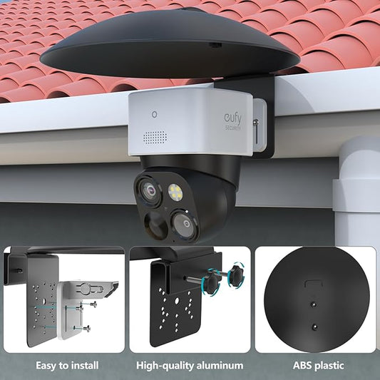 HOLACA Universal PTZ Camera Gutter Mount and Sun Rain Shade Cover for AOSU ANSQUE Eufy SEHMUA Tapo Cinnado Reolink Security Cameras, Shield Compatible with PTZ Cameras