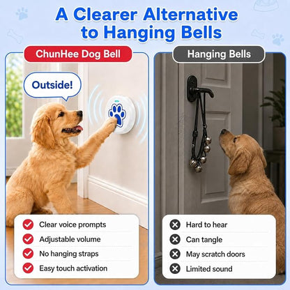 ChunHee Dog Training Bells for Door - Dog Door Bell for with 36 Custom Sounds | Dog Bell for Door Potty Training | Chew-Proof & Adjustable Volume (0-115dB) | Teach Puppies to Signal to Go Outside