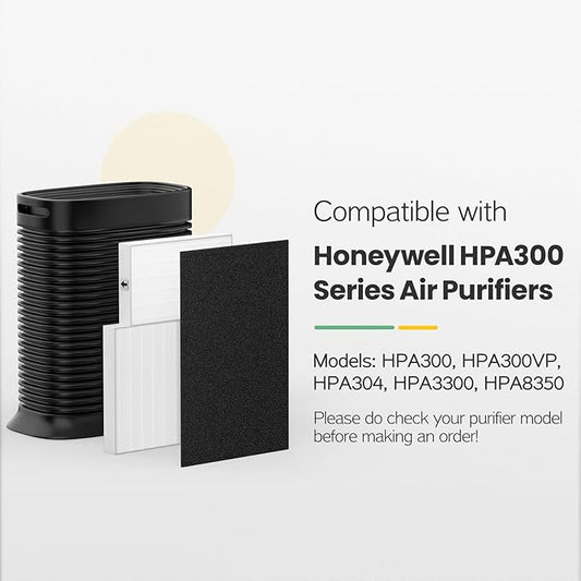 HPA300 Filter Replacement Compatible with Honeywell HEPA Air Purifier HPA300 Series, HPA300, HPA304, HPA8350, HPA300VP, HPA3300b, HPA5300