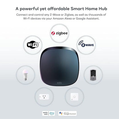 Ezlo Plus Smart Home Hub with Zigbee & Z-Wave. Works with Wi-Fi Devices Associated with Amazon Alexa Devices & Google Assistant to Control Smart Locks, Lights and Switches
