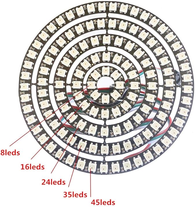 128 Bits WS2812 Addressable LED Ring with SM2.54-3P Wire, DC5V WS2812B 5050 RGB LED with Built-in Drivers Pixels Individual Controlling for Arduino Pi ESP8266 ESP32 Nodemcu (128 bits)