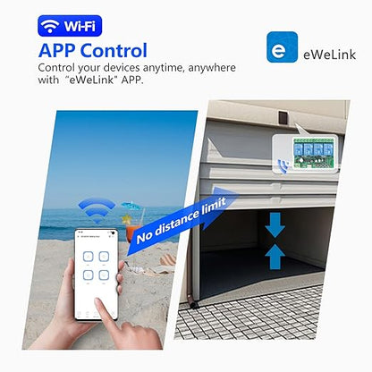 DieseRC 4 Channels WiFi Smart Switch with Bluetooth Transmitter, DC 5V 12V 24V 36V Passive Output Relay Module Ewelink APP WiFi Control Compatible with Alexa/Google Home, Inching/Self-Locking Switch