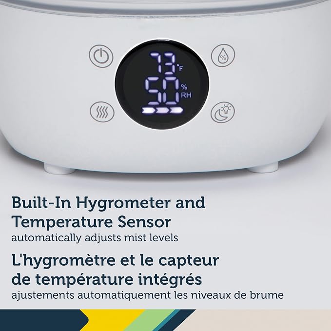 Safety 1st Humid Control Filter Free Humidifier, Detects temperature and humidity levels, White
