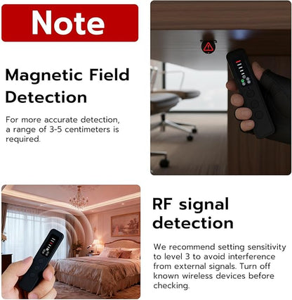 Mcbazel 6-in-1 Hidden Camera Detector for Travel Hotel Airbnb, Anti-Spy Finder for Women, Upgraded RF Signal & GPS Tracker Scanner, Portable Bug Sweeper for Car & Home Privacy Protection