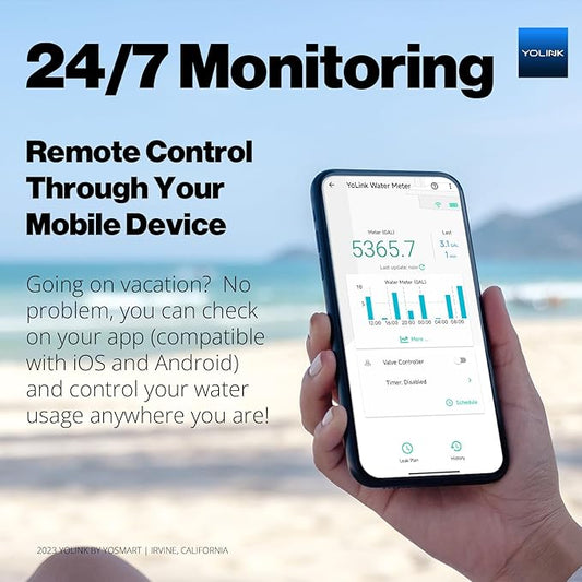YoLink FlowSmart NSF Smart Water Monitor and Leak Detection: 1 Inch Advanced Smart Home Water Meter, Hub Included