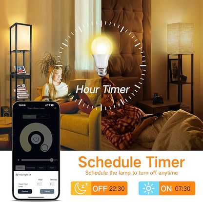 OUTON 2 Pack A19 LED Light Bulb with Remote Control, Efficient 9W LED Bulb (60Watt Equivalent), 810 LM, Dimmable, 3000K-6000K, E26 Base, LED Bulb with Timer for Living Room, Bedroom, 2 Bulb & 1 Remote