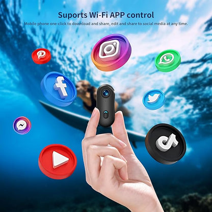 4K Action Camera, 64GB Wearable Sports Camera with Waterproof Case, Magnetic Clip, and Quick-Mount Accessories, Small Body Cam for Cycling, Diving, Travel, and Outdoor Adventures（4K-64G）