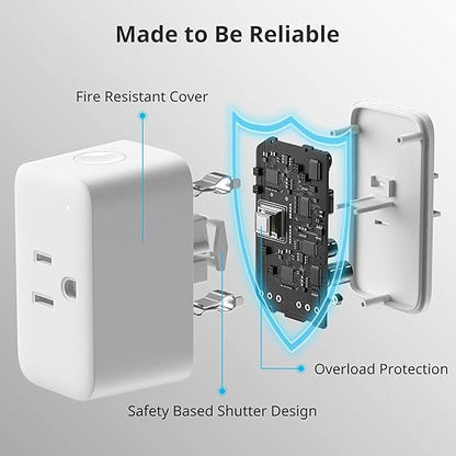 SwitchBot Smart Plug Mini, 15A Energy Monitoring, WiFi & Bluetooth Outlet, Compatible with Alexa, Google Assistant, Home Assistant, App Control, Timer Function, No Hub Required, Compact Design