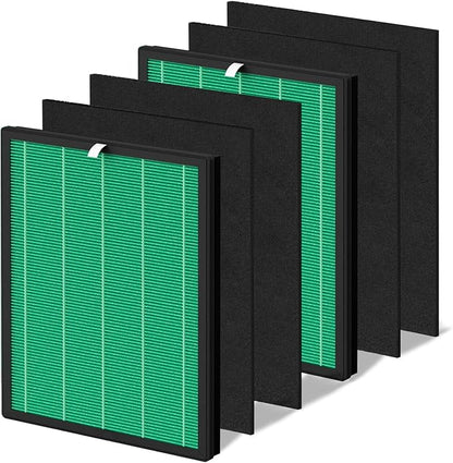 2 Sets 150 Filter Replacement for Coway Airmega 150 160 150(W) 160(K) Air Purifier, 2 Green True HEPA and 4 Active Carbon Filter, AP-1019C-FP Filter