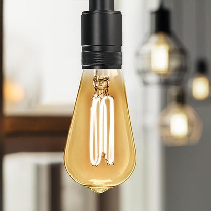 Feit Electric ST19 Vintage Edison LED Light Bulb, 40W Equivalent, Dimmable, 2100 Warm Light, E26 Base, Amber Glass Thin Filament Lighting Bulbs, 15,000-Hour Lifetime, ST1940/VG/TFIL/2, 2 Pack