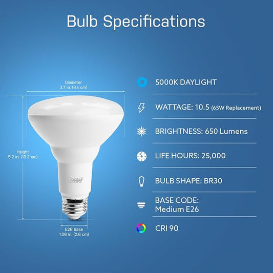 Feit Electric BR30 Smart Flood Light Bulb - Daylight, 65W Eq - 1 Pack
