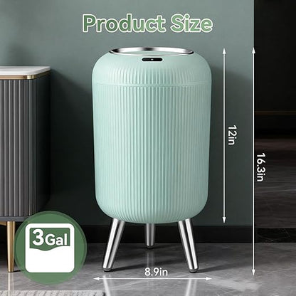 Procade Motion Sensor Trash Can with Lid,3 Gallon/11L Small Bathroom Garbage can,Blue Wastebasket Touchless Trashcan with Removable Leg,Automatic Trash Bin for Bedroom,Toilet, Office, rv, Living Room