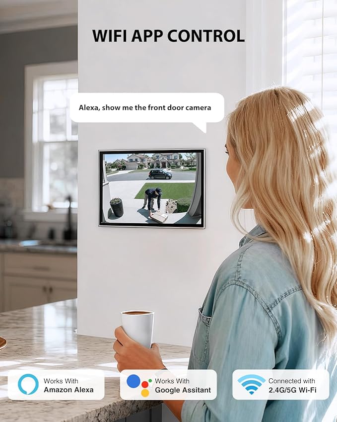 Floodlight Camera Hardwired 6500LM, 2K HD Security Camera Outdoor with Motion-Activated, 2.4G WiFi, Color Night Vision, 24/7 Recording, 2-Way Audio, Built-in Siren, Works with Alexa & Google