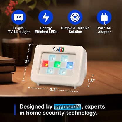 FTV-7 White – Advanced Home Security Television Simulator – Theft Deterrent – Energy-Saving LED – Dummy Home Security TV Program Simulation