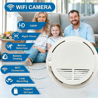 LIZVIE Hidden Camera Smoke Detector, Manual DIY Design, 5000mAh Ceiling-Mounted 1080P HD Night Vision & Motion Detection APP Remote Control for Home/Office Indoor Surveillance Security