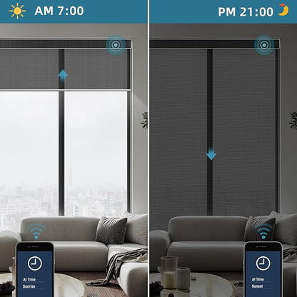 SmartWings Motorized Smart Roller Shades in Light Filtering, Electric Blinds with Remote for Windows Compatible with Alexa/Google Home/Homekit, Customized, 3% Openness Aventus Black