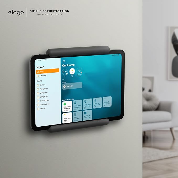 elago Home Hub Mount for iPad mini/Air/Pro | [DGY] [iPad Wall Mount] [Homekit Mount] [Easy Installation] [Scratch-Free] [Cable Management Included] (Dark Gray)