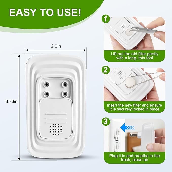 Ionic Air Purifier, 2026 New Plug in Negative Ion Air Purifiers, Quiet Air Freshener, Filter Free, for Home, Bedroom, Office, Basement, Odor, Smoke, Dust, Pet Smell (4Pcs, with 8 Fragrance Tablets)