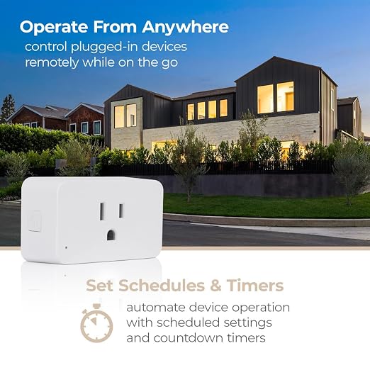 EcoHub Dimmable 2.5A 300W Single Outlet Smart Plug in White Works with iOS or Android APP