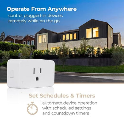 EcoHub Dimmable 2.5A 300W Single Outlet Smart Plug in White Works with iOS or Android APP