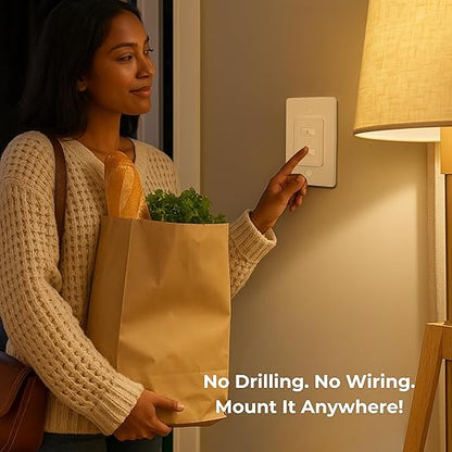 LoraTap Remote Control Outlet, On Off Light Switch with Wall Plate - Wireless Control 2 Plugs from 100ft, No WiFi Needed, Ideal for Lamps, Fans, Small Appliances(1 Remote + 2 Outlets)