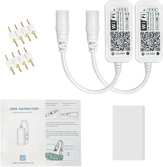Aubric Smart WiFi LED Controller, RGB Led Strip Lights Wireless Controller, Compatible with Alexa & Google Home & IFTTT, Free Magic Home App via iOS or Android Smartphone (2 Pack)