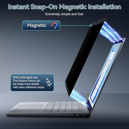 360° Magnetic Privacy Screen for 13.5 Inch Surface Laptop 6/5/4/3/2/1, 4 Way Privacy Removable Anti Glare Blue Light Filter Shield Film Anti Spy Black Laptop Protector Security Private