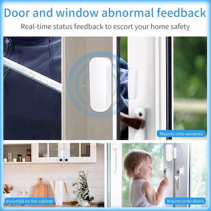Smart WiFi Door/Window Sensor | Tuya Smart Alarm, Wireless Entry Detector with Real-Time Alerts, Compatible with Alexa/Google Home, No Hub Required (1Pack)