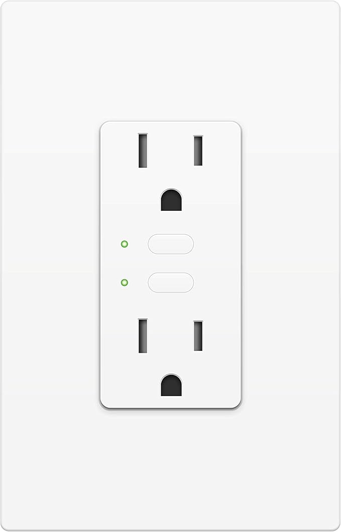 Insteon Smart Dual On/Off Wall Outlet, Top & Bottom Outlets Independently Controllable, 2663-222 (White) - Insteon Hub required for voice control with Alexa & Google Assistant