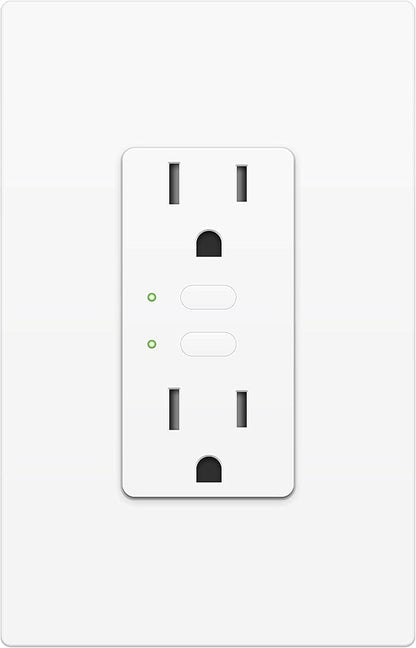 Insteon Smart Dual On/Off Wall Outlet, Top & Bottom Outlets Independently Controllable, 2663-222 (White) - Insteon Hub required for voice control with Alexa & Google Assistant