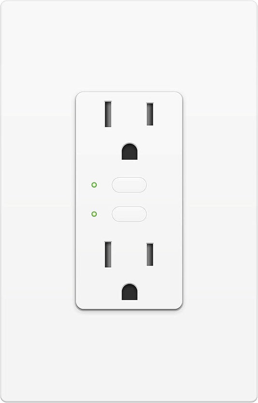 Insteon Smart Dual On/Off Wall Outlet, Top & Bottom Outlets Independently Controllable, 2663-222 (White) - Insteon Hub required for voice control with Alexa & Google Assistant