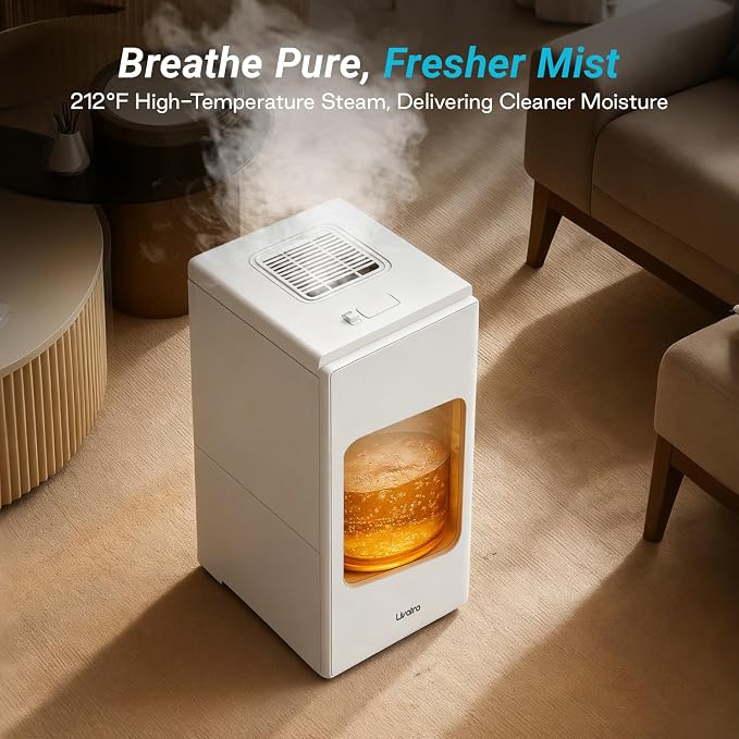 Livatro 6L Stainless Steel Humidifier for bedroom with Warm Mist Steam