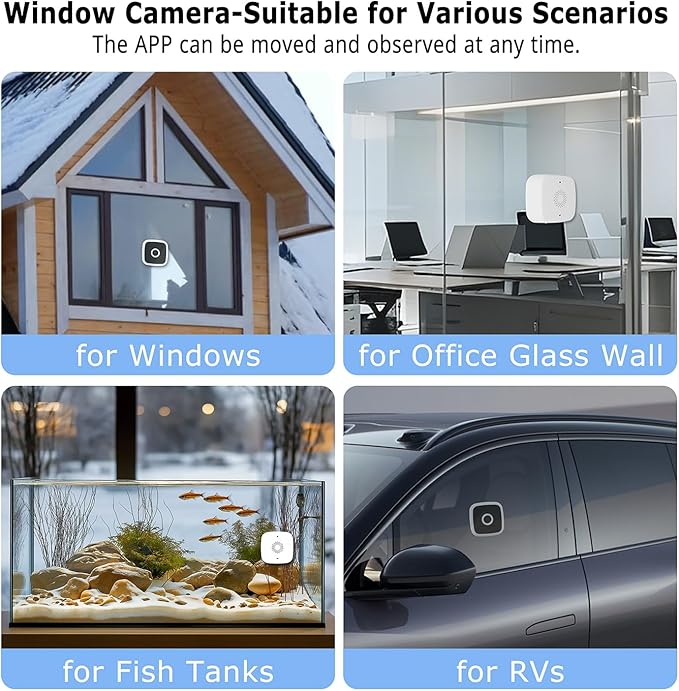 SOIADV 2K Wireless Window Camera,No-Drill Install,2.4GHz & 5GHz WiFi Indoor Cameras for Home Security,AI Human & Vehicle Detection, 6s Pre-Roll, Battery Powered,4MP Color Night Vision,SD/Cloud