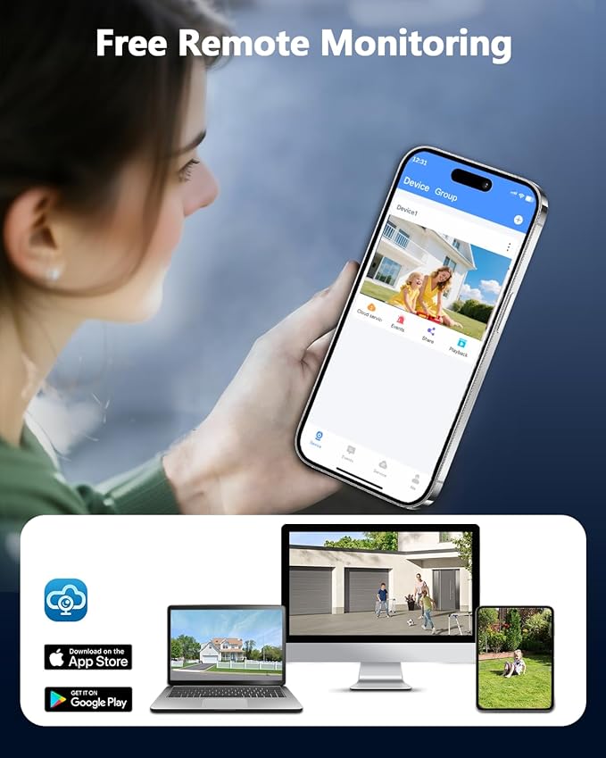 OOSSXX Outdoor Indoor PoE Camera Wired Home Security Camera System Video Surveillance IP Cameras with Audio 2.7K 5MP Super HD Resolution AI Human Detection