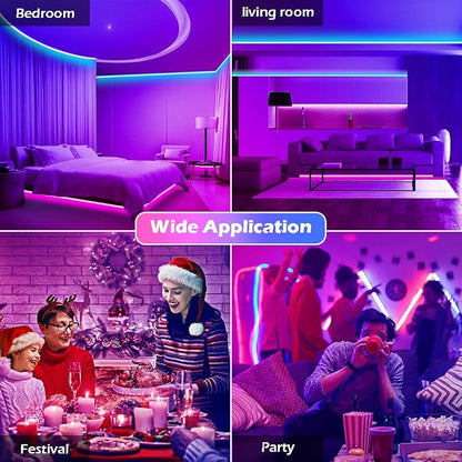 100ft Led Strip Lights,Long Smart Led Light Strips Music Sync 5050 RGB Color Changing Rope Lights,Bluetooth APP/IR Remote/Switch Box Control Led Lights for Bedroom,Home Decoration,Party,Festival