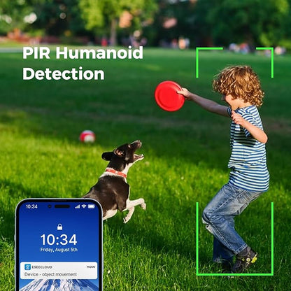Hiseeu Solar Security Camera Outdoor, 4MP Wireless WiFi Camera, PTZ 360° View, PIR Motion Detection, Color Night Vision, IP66, 2-Way Audio, Compatible with Alexa