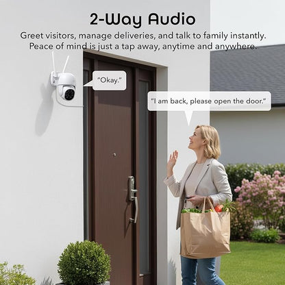 Geeni Lookout 2K Outdoor Auto-Follow Security Camera – Outdoor Security Camera, Weather Resistant with Pan-Tilt, Motion Tracking, Dual-Band Wi-Fi, Color Night Vision, Two-Way Audio — White