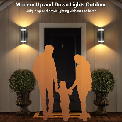 KIZON Smart Outdoor Wall Lights, RGBCW Up and Down Lights, Black | Color Changing, Alexa and Remote Control, Dusk to Dawn Sconce, Dimmable, Waterproof Aluminum, ETL listed for Porch Garage