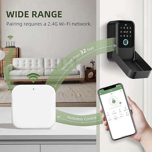 Moquin G2 WiFi Gateway for Remote Control, Wi-Fi Bridge Compatible with Alexa Voice-Controlled, Suitable for TTLock App Key Boxes