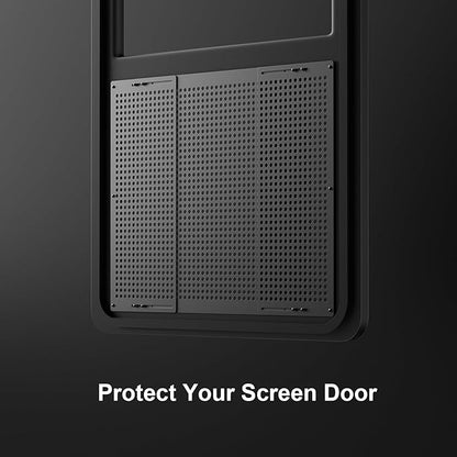 Safoner Premium Adjustable RV Entry Screen Door Grille, Adjusts from 22"- 31.5", Aluminum Alloy Protector Guard for RV, Camper- Black