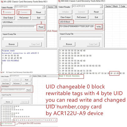 UID Rewrite Changeable 13.56mhz Smart IC Key Tag Writable Zero 0 Sector 0 Block GEN1 Back up S50 1k Card for ACR122U-A9 Device Copier Clone 10pcs/lot by XCRFID