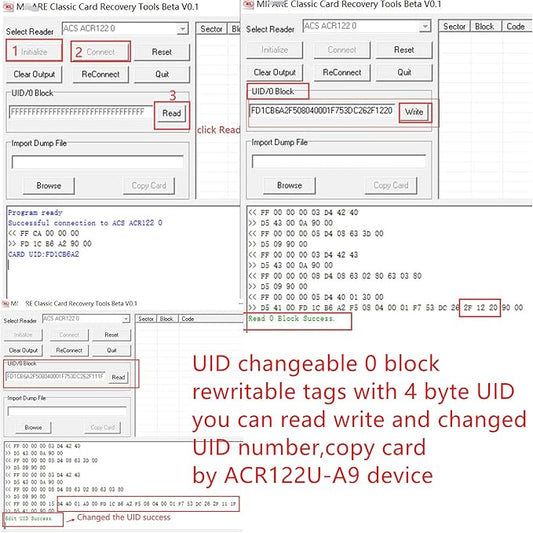 UID Rewrite Changeable 13.56mhz Smart IC Key Tag Writable Zero 0 Sector 0 Block GEN1 Back up S50 1k Card for ACR122U-A9 Device Copier Clone 10pcs/lot by XCRFID