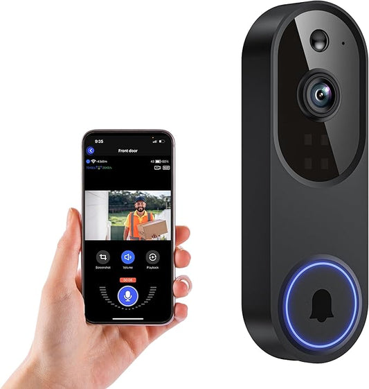 Video Doorbell Camera, Wireless Security Camera, 1080p, Battery Powered, AI Motion Detection, Night Vision, Two-Way Audio, Cloud Storage, 2.4 GWi-Fi, for Visitor, Baby Monitor