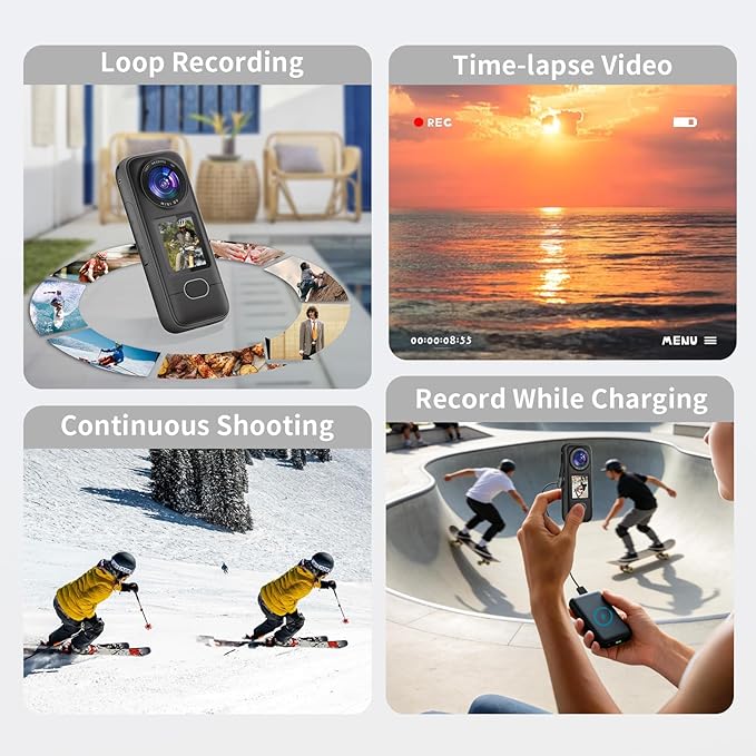4K Action Camera, 3.5Hrs Battery Life Body Camera Hands-Free Recording, IPX6 Waterproof Portable Vlogging Camera with 1.4" HD Screen, Video Recorder with WiFi for Travel, Cycling, Motorcycle, Bloggers