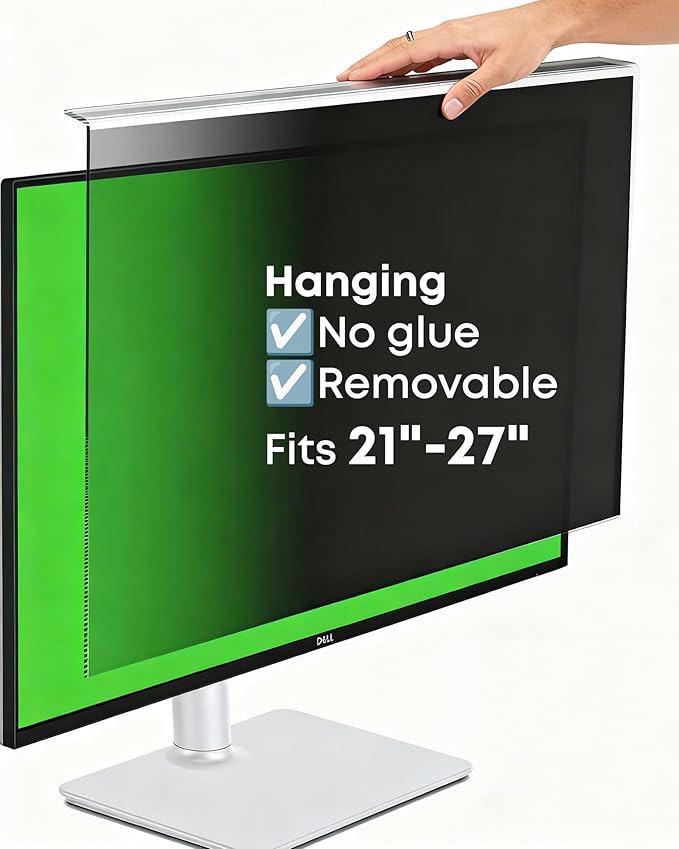Hanging Privacy Screen Protector for 26-27" Monitors, Removable & No Installation Required, ±30° Privacy Filter, Effectively Blocks High-Energy 460nm Blue Light – Dual Protection for Information Security & Eye Health(27"-16:9 (24.12"×14.02"))