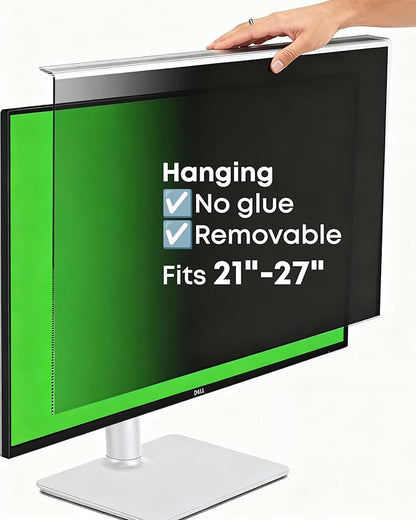 Hanging Privacy Screen Protector for 26-27" Monitors, Removable & No Installation Required, ±30° Privacy Filter, Effectively Blocks High-Energy 460nm Blue Light – Dual Protection for Information Security & Eye Health(27"-16:9 (24.12"×14.02"))